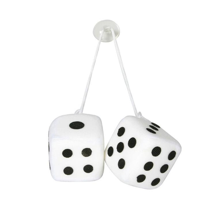 White Hanging Fluffy Dice