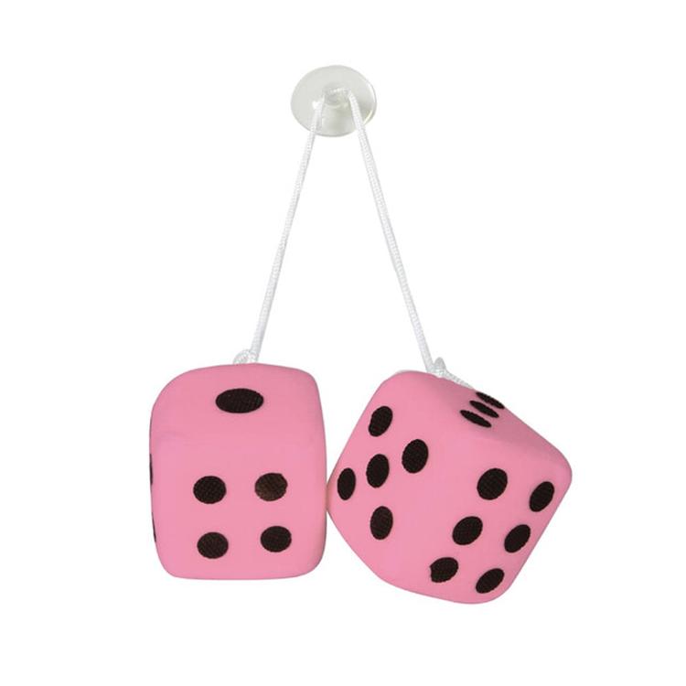 Pink Hanging Fluffy Dice