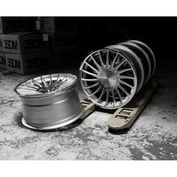 Complete wheel set of 3SDM 004 Silver aluminium rim