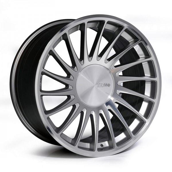Complete wheel set of 3SDM 004 Silver aluminium rim