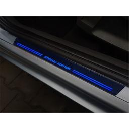 Car Door Sill Scuff Plate Protectors Trim  Blue LED
